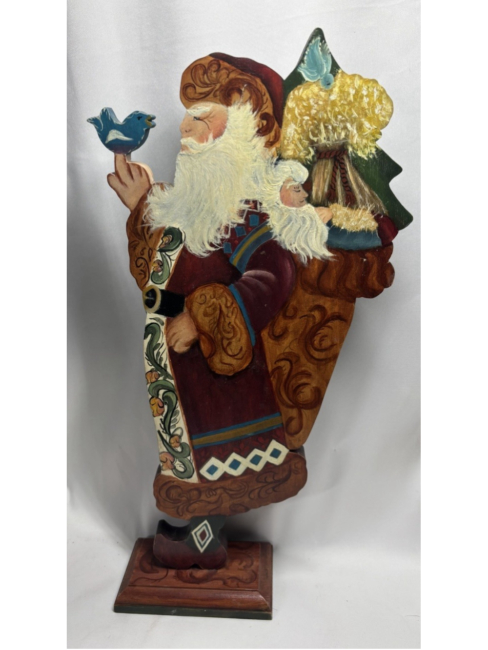 Vintage Hand Painted Primitive Old World Christmas Santa 17”